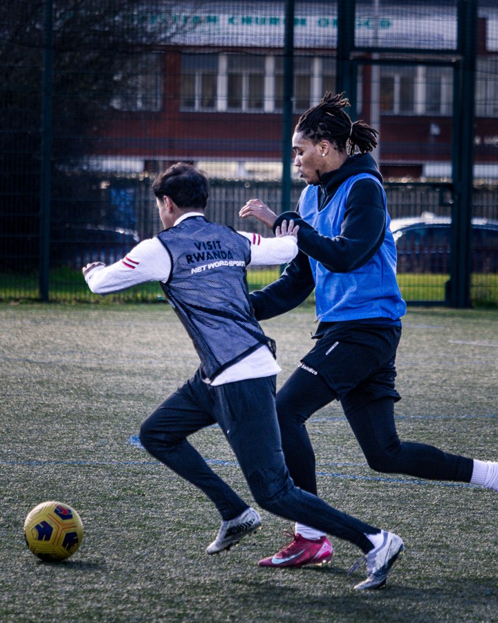 Two players battling for the ball during the first FixUp Arena tournament